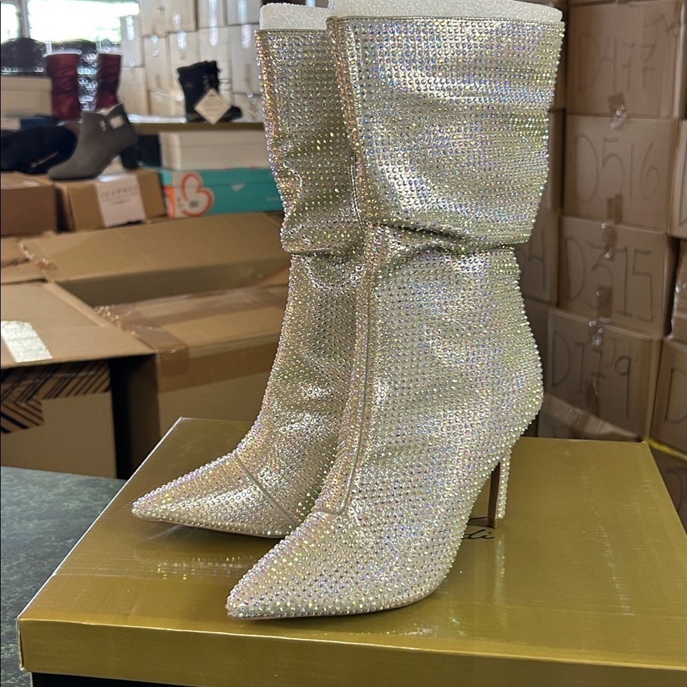 Thalia Sodi Womens Raquell Pointed Toe Rhinestones Mid-Calf Boots - Picture 5 of 7
